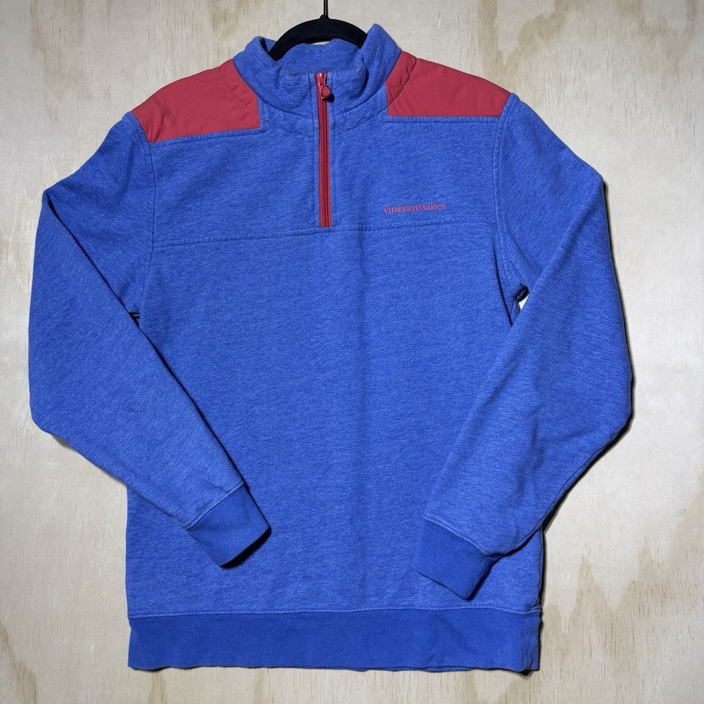 Vineyard Vines Womens Small 1/4‎ Zip Pullover Sweater Blue Red Preppy Coastal